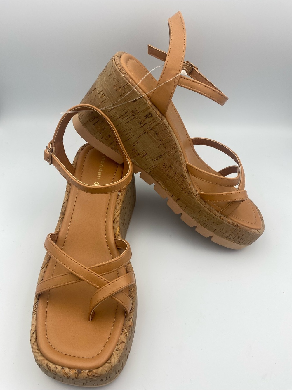Madden Girl Tan Cork Platform Strappy Sandals